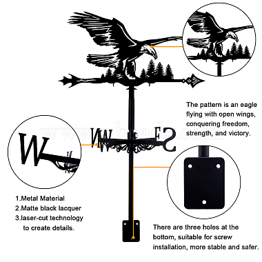 Железный указатель направления ветра орангутанга(AJEW-WH0265-0014)-3