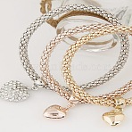 3Pcs Alloy Rhinestone Charm Bracelets, Stackable Bracelets for Women, Tree of Life, Inner Diameter: 2-1/8 inch(5.5cm)(WGE2207-05)