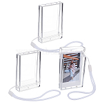3Inch Plastic Rectangle Photo Cases Pendant Decoration, with Cord, White, 91x61x8mm, Inner Diameter: 86x54mm(DIY-WH0504-833)
