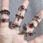 8Pcs Zinc Alloy with Rhinestone Adjustable Cuff Rings, Butterfly/Star/Heart, Platinum, Inner Diameter: Adjustable(FS-WGBA462-01)