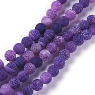 Natural Weathered Agate Beads Strands, Dyed & Heated, Round, Purple, 8mm, Hole: 1.2mm, about 48pcs/strand, 14.37 inch(X-G-P414-A03)