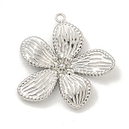 Non-Tarnish 304 Stainless Steel Pendants, Flower Charm, Stainless Steel Color, 28x27x3.5mm, Hole: 1.6mm(STAS-L278-101P)