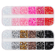 2Box 2 Colors Pointed Back Resin Rhinestone Cabochons, Nail Art Decoration Accessories, Diamond, Mixed Color, 3x1mm, 1 box/color(MRMJ-DC0001-08)