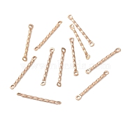 Ion Plating(IP) 304 Stainless Steel Connector Charms, Twisted Bar, Rose Gold, 20x2x1.2mm, Hole: 1mm(STAS-Q323-02B-RG)