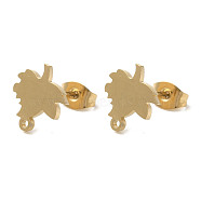 Ion Plating(IP) 304 Stainless Steel Studs Findings, Maple Leaf, Golden, 11x10mm, Hole: 1.2mm, Pin: 11x0.7mm(STAS-I206-39G)