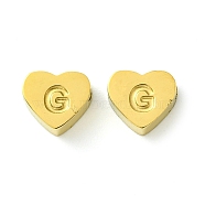 Ion Plating(IP) 316L Surgical Stainless Steel Beads, Nickel Free, Love Heart with Letter Bead, Real 18K Gold Plated, Letter G, 5.5x6.5x2.5mm, Hole: 1.4mm(STAS-R230-01G-G-1)