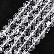 Natural Quartz Crystal Beads Strands, Rock Crystal Beads, Round, 10mm, Hole: 1mm, about 18pcs/strand, 7.5 inch(G-C175-10mm-2)