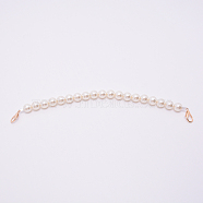 White Acrylic Round Beads Bag Handles, with Zinc Alloy Lobster Clasps and Steel Wire, for Bag Replacement Accessories, Light Gold, 30.5cm(FIND-TAC0006-24H-02)