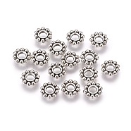 Tibetan Style Alloy Daisy Spacer Beads, Flower, Antique Silver, 6.5x1.5mm, Hole: 2mm(PALLOY-TAC0002-01AS)