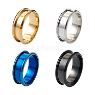 4 Colors Stainless Steel Grooved Finger Ring Settings, Ring Core Blank, for Inlay Ring Jewelry Making, Mixed Color, Size 11, 8mm, Inner Diameter: 21mm, 4 colors, 1pc/color, 4pcs/box(STAS-TA0001-26E)