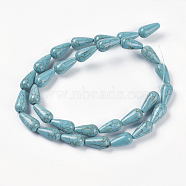Synthetic Turquoise Beads Strands, teardrop, Dyed & Heated, Turquoise, 13.5~14x7mm, Hole: 1mm, about 30pcs/strand, about 15 inch(G-E456-19-7x14mm)