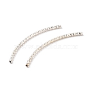 925 Sterling Silver Curved Tube Beads, Textured, Silver, 35x1.5mm, Hole: 0.7mm, 27pcs/10g(STER-H112-07B)