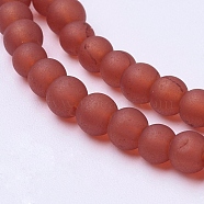 Transparent Glass Bead Strands, Frosted, Round, Tomato, 4mm, Hole: 1.1~1.6mm, about 200pcs/strand, 31.4 inch(X-GLAA-S031-4mm-06)