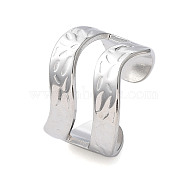 304 Stainless Steel Hollow Wave Open Cuff Rings, Stainless Steel Color, Inner Diameter: 19mm(RJEW-D006-08P)
