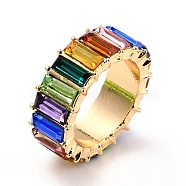 All-Around Sparkling Rhinestones Finger Ring, Flat Finger Ring for Women, Light Gold, Colorful, US Size 7 3/4(17.9mm)(RJEW-Z012-01D)