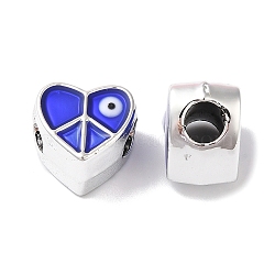 CCB Plastic Enamel European Beads, Large Hole Beads, Medium Blue, Heart, 12x12.5x9mm, Hole: 5mm(CCB-G018-02G)