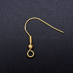 304 Stainless Steel Earring Hooks, with Horizontal Loop, Golden, 22mm, Hole: 2mm, 21 Gauge, Pin: 0.7mm(STAS-S105-JN469-2)