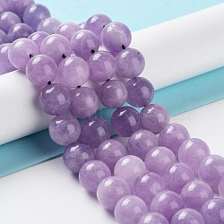 Dyed Natural Malaysia Jade Beads Strands, Round, Lilac, 10mm, Hole: 1.2mm, about 19pcs/strand, 7.09 inch(18cm)(X-G-G021-02C-05)