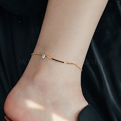 316L Surgical Stainless Steel Charm Anklets for Women, Golden, Flat Round, 7-1/2 inch(190mm)(FS-WG47470-08)