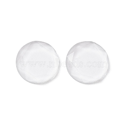 Glass Cabochons, Flat Round, Faceted, Clear, 14x3.8mm(FIND-C047-06)