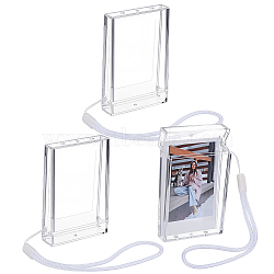 3Inch Plastic Rectangle Photo Cases Pendant Decoration, with Cord, White, 91x61x8mm, Inner Diameter: 86x54mm(DIY-WH0504-833)
