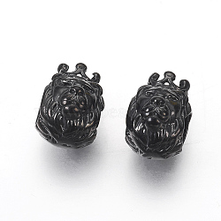 316 Surgical Stainless Steel European Beads, Large Hole Beads, Lion, Gunmetal, 13x9x11mm, Hole: 4.5mm(STAS-F195-137B)