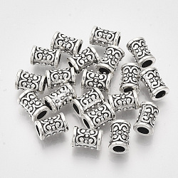 Tibetan Style Alloy Beads, Cadmium Free & Lead Free, Column, Antique Silver, 10x7x6.5mm, Hole: 3.5mm(X-TIBE-Q097-03AS-LF)
