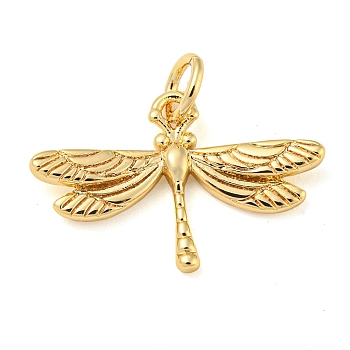 Brass Pendants, with Jump Ring, Real 14K Gold Plated, Dragonfly, 13.5x20.5x2mm, Hole: 3.4mm