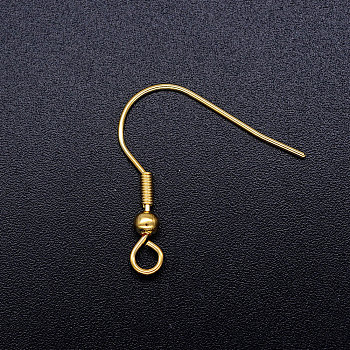 304 Stainless Steel Earring Hooks, with Horizontal Loop, Golden, 22mm, Hole: 2mm, 21 Gauge, Pin: 0.7mm