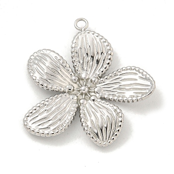 Non-Tarnish 304 Stainless Steel Pendants, Flower Charm, Stainless Steel Color, 28x27x3.5mm, Hole: 1.6mm