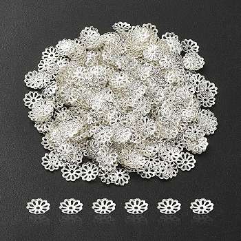 Iron Bead Caps, Multi-Petal, Silver, 9mm, Hole: 1.5mm