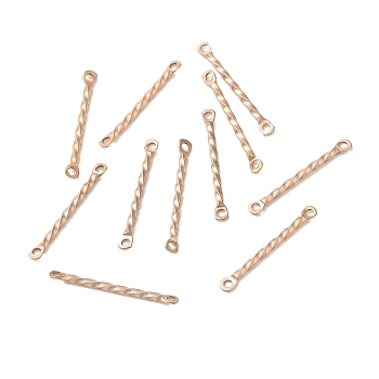Ion Plating(IP) 304 Stainless Steel Connector Charms, Twisted Bar, Rose Gold, 20x2x1.2mm, Hole: 1mm