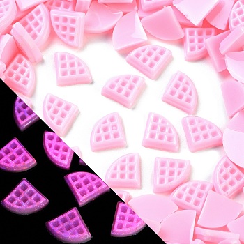 Luminous Resin Imitation Chocolate Decoden Cabochons, Glow in the Dark, Pink, Rectangle, 11.5x8x3mm