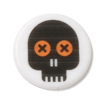 Halloween Series Acrylic Cbabochons, Black, Skull, 25x3mm