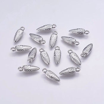 CCB Plastic Pendants, Corn, Platinum, 21x7x4mm, Hole: 2mm