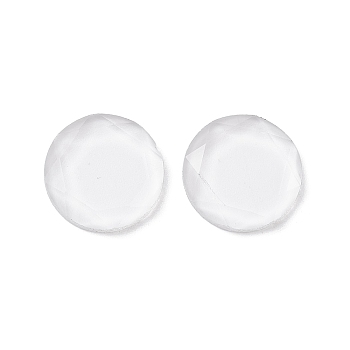 Glass Cabochons, Flat Round, Faceted, Clear, 14x3.8mm