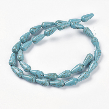 Synthetic Turquoise Beads Strands, teardrop, Dyed & Heated, Turquoise, 13.5~14x7mm, Hole: 1mm, about 30pcs/strand, about 15 inch