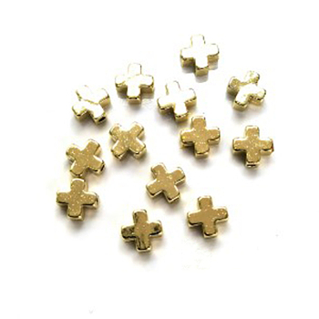 Brass Beads, Cross, Golden, 6x6mm