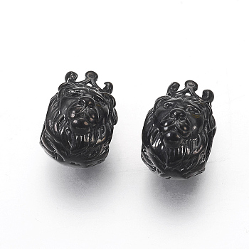 316 Surgical Stainless Steel European Beads, Large Hole Beads, Lion, Gunmetal, 13x9x11mm, Hole: 4.5mm