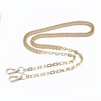 Bag Chains Straps, Brass Curb Link Chains and Iron Cable Link Chains, with Alloy Swivel Clasps, for Bag Replacement Accessories, Light Gold, 106.5x1cm