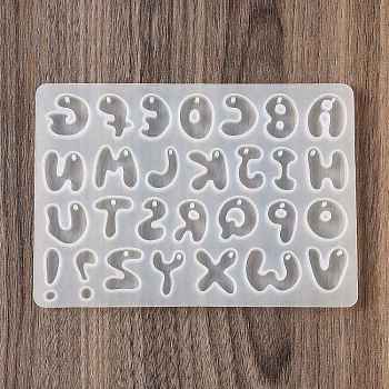 Silicone Pendant Molds, Resin Casting Molds, Alphabet, White, 98x150x5mm, Hole: 1.7mm