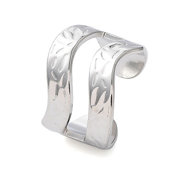 304 Stainless Steel Hollow Wave Open Cuff Rings, Stainless Steel Color, Inner Diameter: 19mm