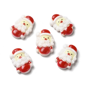 Christmas Opaque Resin Cabochons, Santa Claus, Red, 21.5x14x5.5mm