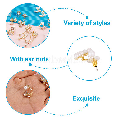 5 Pairs 5 Style Clear Cubic Zirconia Long Dangle Stud Earrings with Sterling Silver Pins for Women(EJEW-KS0001-03)-3