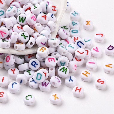 Mixed Color Flat Round Acrylic Beads