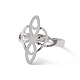 coeur avec noeud de marin 304 anneau de manchette ouvert creux en acier inoxydable pour femme(RJEW-E073-02P)-2