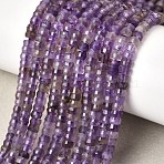 Natural Amethyst Heishi Beads Strands, Faceted Rondelle, 4x2.5mm, Hole: 0.9mm, about 151~155pcs/strand, 14.57''~14.96''(37~38cm)(G-A299-A13-01)