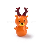 Handmade Lampwork Deer Display Decorations, for Home Desktop Decoration, Dark Orange, 14x14x28.5mm(LAMP-F043-13)