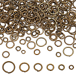 300Pcs 6 Styles Brass Open Jump Rings, Round, Cadmium Free & Lead Free, Antique Bronze, 4~10x0.8~1mm, 18 Gauge, Inner Diameter: 2.4~8mm, 50pcs/style(KK-LP0001-37)