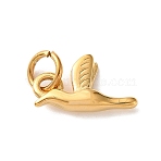 304 Stainless Steel Charms, Animal Charms, Golden, Bird, 8.5x14.5x3mm, Hole: 4mm(STAS-A152-02C-G)